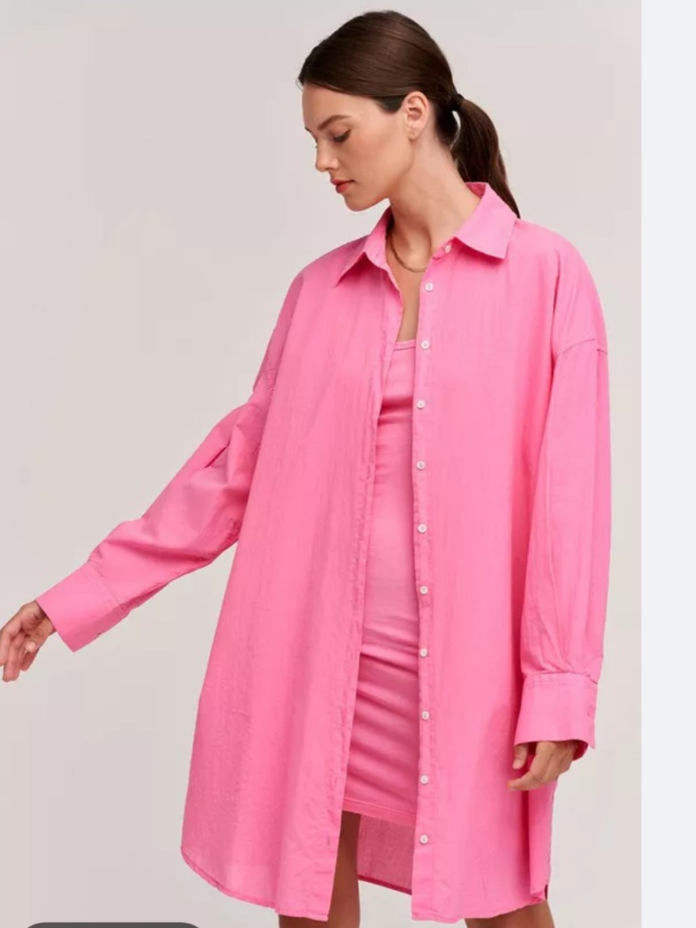Velvet by Graham & Spencer Pink Oversized Shirt Dress
